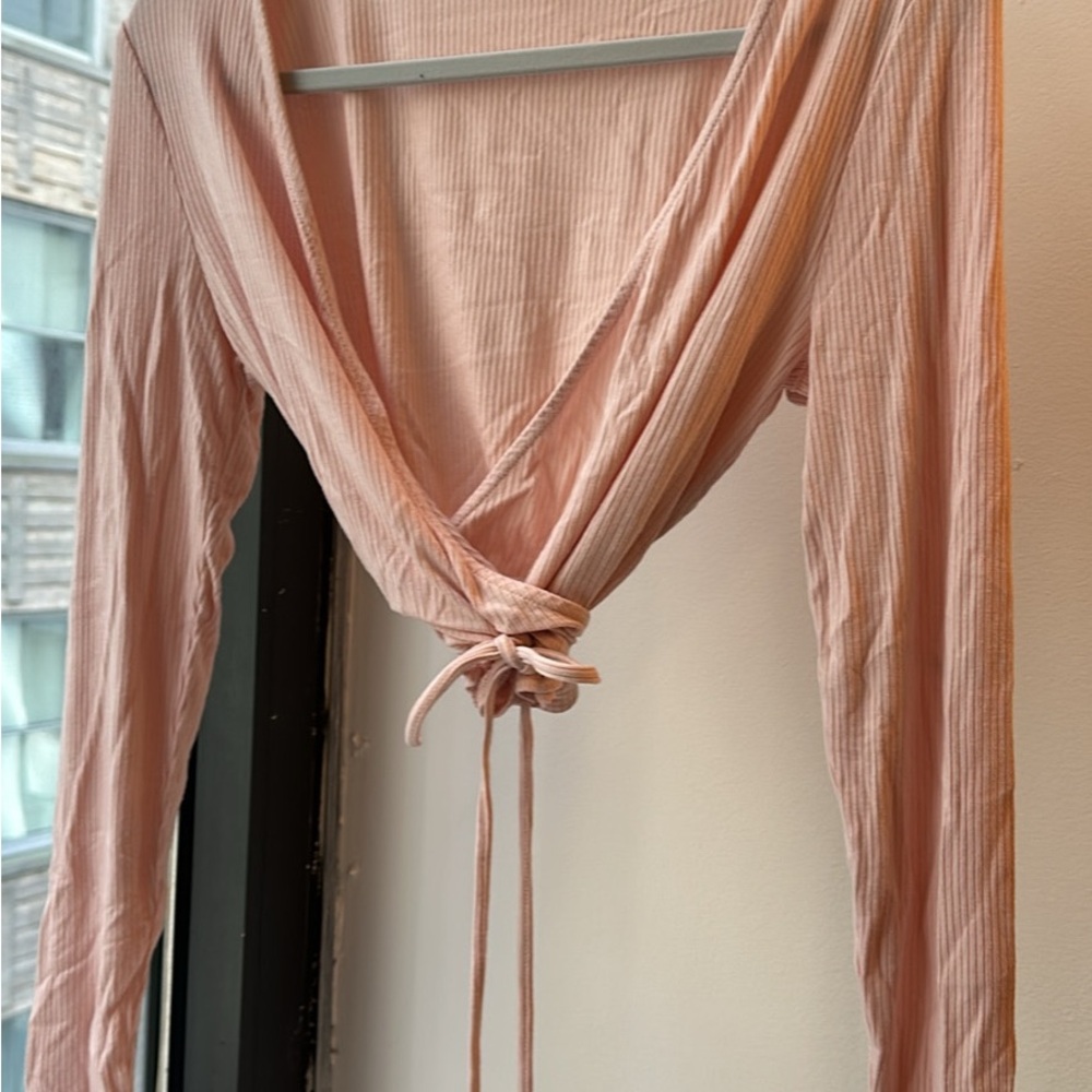 Pink Wrap Long Sleeve Top